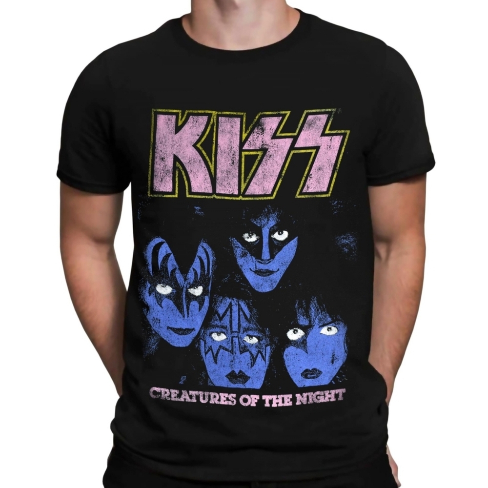 Kiss NWT 'Creatures of the Night' Graphic Short Sleeve Tee Size Small In Black